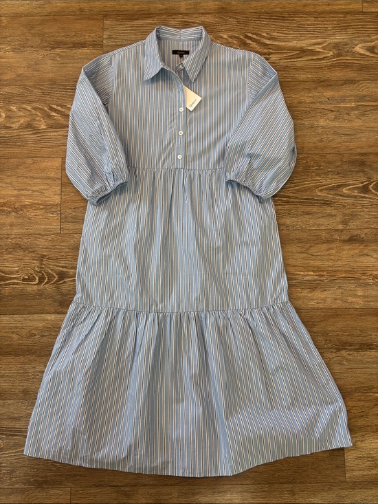 Quince Dresses & Skirts - Quince Organic Cotton Poplin Midi Shirt Dress Blue Stripe Womens Size Medium NWT